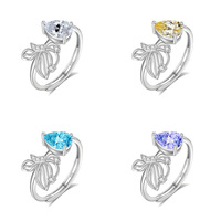 Cincin Batu Kelahiran Zirkon Perak 925 Grosir Gaya Aquamarine Perhiasan Fashion - Cincin CZ dengan Ukuran yang Dapat Disesuaikan untuk Hadiah