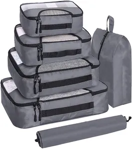 Viagem Mala Bagagem Organizadores com Saco De Lavanderia & Shoe Bag 6 Set Cubes Embalagem