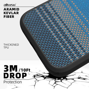 Étui de téléphone en fibre d'aramide Kevlar bleu Aikusu pour iPhone 13 14 15 16 17 pro max - Product Image 2