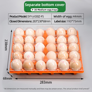 Shengyiyuan nampan telur sedang plastik 30 sel bahan PET cangkang kerang pemisah penutup Bawah mudah melepuh untuk penggunaan pertanian Supermarket - Product Image 5