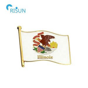 Personalisierter Souvenir-Kühlschrankmagnet mit Illinois-Karte und Flagge, Anstecknadel, Brosche, individueller Illinois-Emaille-Pin - Product Image 2