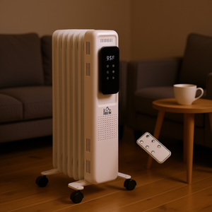 Calentador de Aceite HOMCOM 600/900/1500 W, 3 Modos, Temporizador, Control Remoto, Calentador Eléctrico Portátil, Color Blanco - Product Image 2