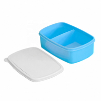 Draagbare plastic lunchbox 500ml blauw/roze/wit blanco aluminiumfolie hittetransferdruk DIY gepersonaliseerde patronen eten fruit