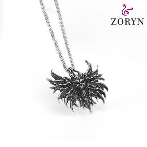 Colliers pendentifs en acier inoxydable étanche avec crâne de démon ailé, bijoux de mode gothiques punk vintage en acier titane pour hommes - Product Image 3