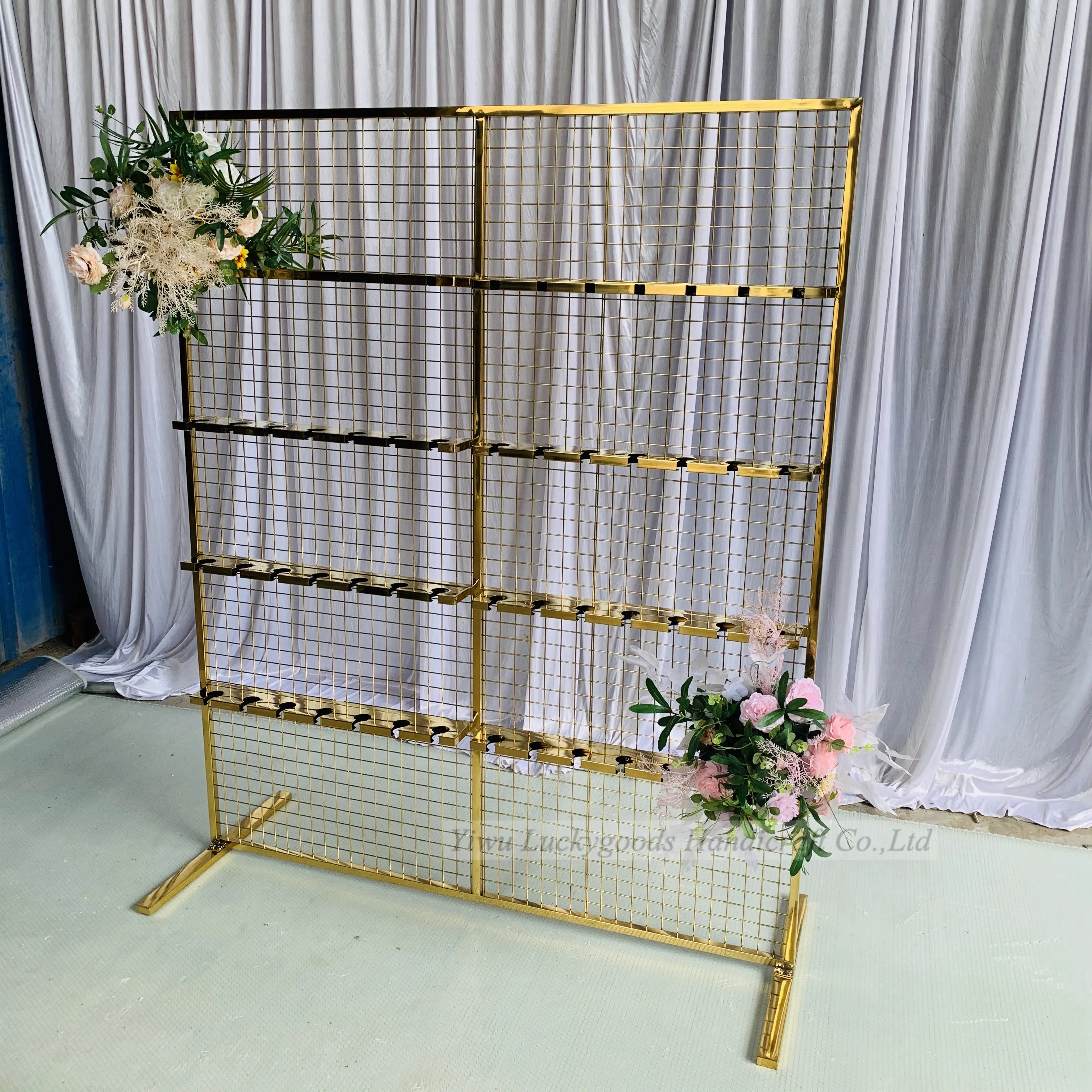 BXG210511-45 Luckygoods yeni tasarım çift taraflı mum duvar düğün dekorasyon altın paslanmaz çelik düğün paneli zemin