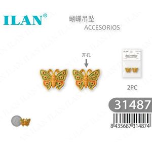 Ciondolo a farfalla Ilan, 2 pezzi, accessorio ricamato per abiti con perline - Product Image 1