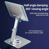 Support de tablette universel en alliage d'aluminium de qualité supérieure, base rotative à 360°, hauteur télescopique réglable, support pliable et relevable