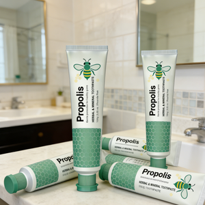 Vente en gros d'usine, OEM, marque privée, dentifrice à base d'extraits naturels <span class=keywords><strong>de</strong></span> plantes, sans fluor, pour <span class=keywords><strong>la</strong></span> santé des gencives, dentifrice à <span class=keywords><strong>la</strong></span> <span class=keywords><strong>propolis</strong></span> verte - Product Image 4