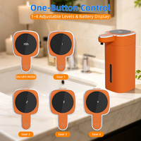 Distributeur de savon automatique sans contact de luxe, couleur orange, sans perçage, rechargeable par USB, infrarouge, pour salle de bain et cuisine