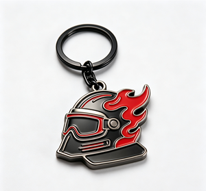 Motorcycle Helmet Metal Key Chain Enamel Zinc Alloy <b>Keyring</b> Flame Design Bag <b>Charm</b> Gift - Product Image 2