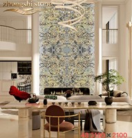 Dalle de quartzite de luxe Orange Feuilles d'automne, pierre naturelle rétroéclairée pour mur d'accentuation de villa à plafond haut