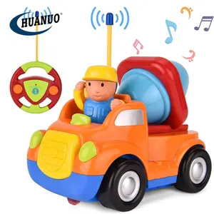 Mainan kartun RC anak, mobil konstruksi lucu dengan musik & Lampu truk Rc kendali jarak jauh