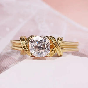 Anello di Fidanzamento Q340 per Donna in Oro Giallo con Diamante Naturale Taglio Brillante Rotondo, Stile Romantico - Product Image 6