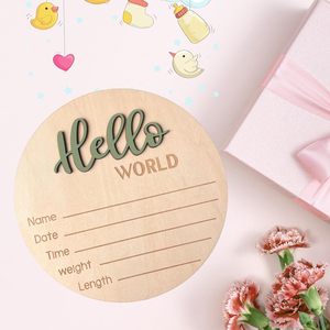 Panneau d'annonce de naissance en bois de 5,9 pouces « Hello World » pour nouveau-nés, idéal pour la fête prénatale, l'hôpital et la crèche, pour garçons et filles - Product Image 6