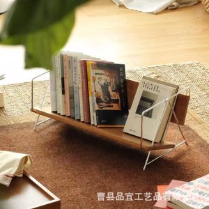 Estantería de escritorio de madera maciza, rectangular, de 1 nivel, tipo vertical, organizador de oficina ecológico para libros y revistas - Product Image 4