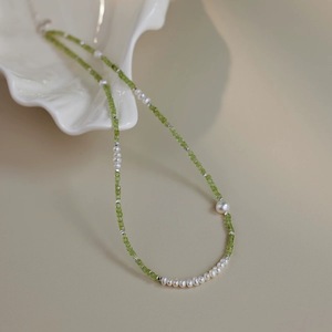 Conjunto de Collar y Pulsera de Perlas de Agua Dulce Naturales, Pequeñas Partículas, Grano Cuadrado, Olivino, Verde Fresco, Joyería de Moda - Product Image 3