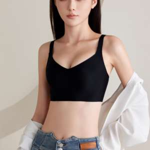 Soutien-gorge ajustable à bonnets fins effet oreilles de lapin, avec forte action push-up, tricoté sans couture, sans armatures, respirant, bretelles brossées - Product Image 5