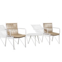 Ensemble de table basse blanche moderne pour balcon extérieur, meubles de patio, 3 chaises en aluminium
