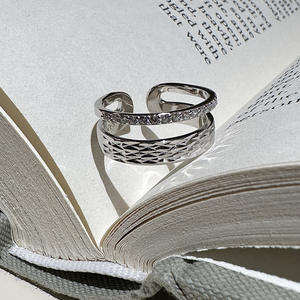 Anillo de Plata de Ley S925 con Diseño Vintage, Diseño de Flor de Coche, Doble Capa, Elegante, Temperamento Simple, Moderno, Retro, Incrustaciones, Talla Única - Product Image 5