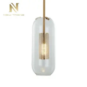 Kupfer glas stil indoor nacht E14 vintage lange pol led anhänger lampe