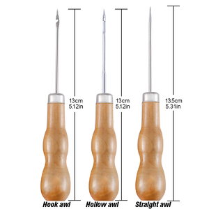 3 шт набор ручных строчильная машина дырокол для шитье обуви на заказ, деревянная ручка кожа Awl - Product Image 4