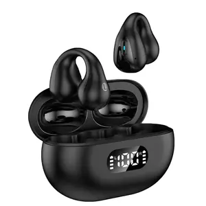 R15 New Hot Wireless Ear Clip Bone Earbuds Conduction Headphone BT5.3 Touch Clip-on Wireless Earphone With Led Display Headset