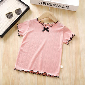T-shirt Estiva per Bambine Stile Coreano OEM ODM, Manica Corta, Elegante e Leggera <span class=keywords><strong>con</strong></span> Fiocco, Abbigliamento Fresco per Bambini - Product Image 2