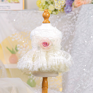 Lace Embroidery Dog Wedding Dress Tutu Skirt Pet <b>Clothes</b> <b>Cat</b> Floral Princess Dress Pet Birthday Party Costume - Product Image 1