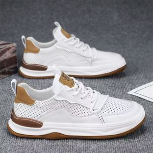 Nouvelles Chaussures Décontractées et Tendance pour Hommes, Style Coréen, à Semelle Épaisse, Antidérapantes, en PU Creux, à Lacets - Product Image 3