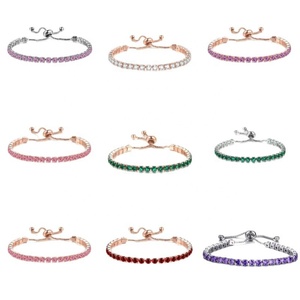 Bracelet tendance en zircon cubique coloré, ajustable, pour femme, idéal pour mariage, fête, cadeau, bijoux - Product Image 2