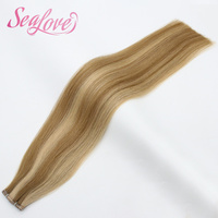 Extensiones de Cabello Humano Rubio con Mechas Genius Weft, Doble Trama, Remy, Cutícula Alineada, Cabello Virgen al por Mayor