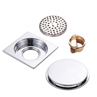 Siphon de sol carré moderne en laiton invisible, anti-odeur, écologique, 4 pouces, pour salle de bain, cuisine et usage domestique