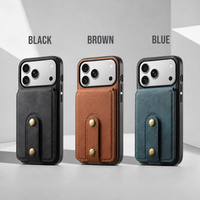 Casing Dompet Pengisian Daya Nirkabel Magnetik N52 untuk iPhone 18 Pro Max 17 16, Penutup Kulit PU Vintage dengan Tempat Kartu yang Dapat Dilepas