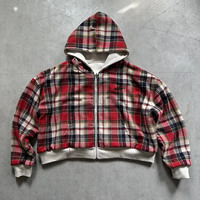 Nouvelle collection Automne Hiver 2026, style transfrontalier Europe-Amérique, décontracté ample pour la mode, à capuche zippé, patchwork à carreaux réversible