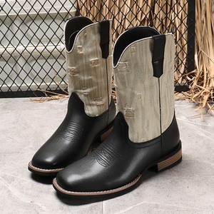 Botas de Moda para Hombre, Estilo Vintage, de Cuero, hasta la Pantorrilla, con Bordado, Botas Vintage para Adultos, de Cuero PU, para Hombre y Mujer - Product Image 3