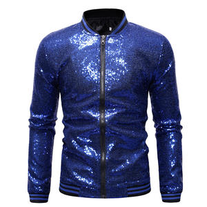 Chaquetas y abrigos de lentejuelas negras para hombre New Shinny Glitter Nightclub Disco DJ Prom Jacket Bomber Male Jaqueta Masculina - Product Image 5