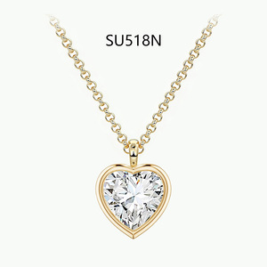 Collar con Colgante de Moissanita en Plata de Ley S925, Engaste de Bisel, 1CT 2CT 3CT, Chapado en Oro de 18K, Joyería Minimalista, Cadena para Clavícula - Product Image 5