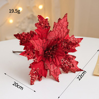 Décoration de Noël Écologique : Fleurs Artificielles en Tissu à Paillettes pour Arbre de Noël