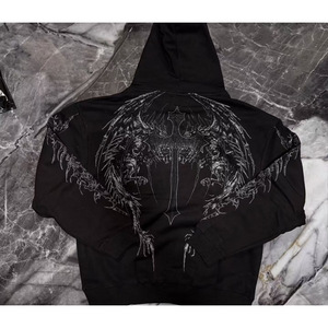 Sudadera con capucha larga para hombre, estilo streetwear gótico Harajuku, con estampado de calavera oscura, diseño de marca, holgada y con cuello con capucha - Product Image 5