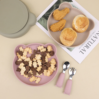 Bol de bébé ours en silicone écologique avec logo personnalisé pour tout-petits assiette de bébé en silicone ours mignon de qualité alimentaire avec ventouse