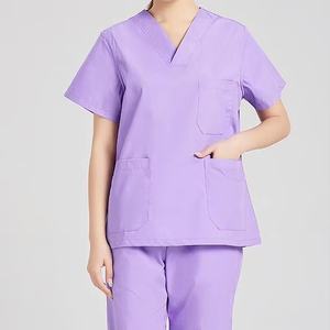 Tenue Médicale Personnalisée avec Passepoil Contrastant, Uniforme d'Infirmière Col en V, 3 Poches, Manches Courtes, Ensemble d'Hôpital - Product Image 2