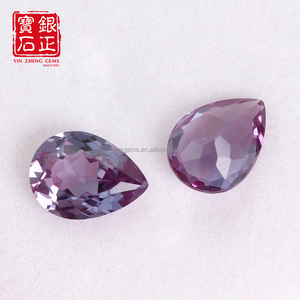 Piedra Suelta <span class=keywords><strong>de</strong></span> Alejandrita y Zafiro Cultivada en Laboratorio, Corte Pera, Pulida, con Cambio <span class=keywords><strong>de</strong></span> Color, 4*6-8*10mm, Certificada para Joyería - Product Image 2