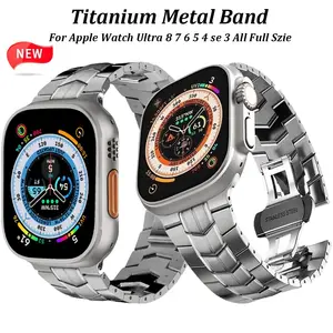 49mm 45mm 44mm Metal Stainless Steel Butterfly Buckle Strap Iron Man Upgrade S8 Transformers For Pure Titanium Apple Watch Band