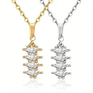 Collar de Acero Inoxidable 316L con Diseño de Garra de Bambú y Cuatro Circonitas Ojo de Caballo, Joyería Unisex de Moda Transfronteriza, Venta Directa de Fábrica - Product Image 1