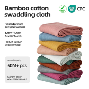 Grande Coperta Swaddle in Mussola di Bambù 120*120cm, Doppio Strato Sottile, Tinta Unita, Texture a Quadri, Morbida Fascia Avvolgente per Neonati per Dormire - Product Image 3