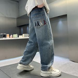 All'ingrosso Casual autunno dritti lunghi Jeans ricamati per ragazzi Design fatto a mano in taglie medie e grandi abbigliamento Casual per bambini - Product Image 6