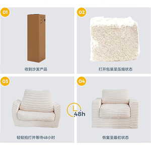 Canapé-lit en forme d'éponge 90x80x55cm, chaise convertible à une place pour enfants et adultes - Product Image 5