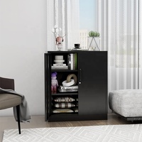 Kabinet penyimpanan baja hitam Modern yang dapat dikunci dengan 2 pintu lemari arsip logam kecil untuk rumah kantor sekolah atau Gym untuk Hotel