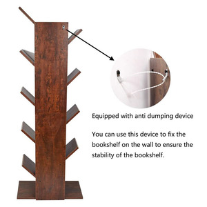 リビングルームCDブック収納用のモダンな無垢材の木型本棚カスタム家庭工芸品付き - Product Image 4