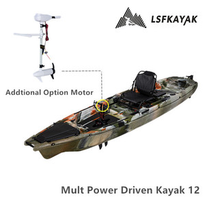 Kayak de Pesca Multifuncional Profesional de 12 Pies Tipo Canoa con Motor Eléctrico, Propulsión <span class=keywords><strong>a</strong></span> Pedal o Aletas de Pedal para Pesca - Product Image 4
